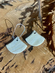 Raku Natural Marbled Unglazed Fan Shape Stoneware Dangle Earrings