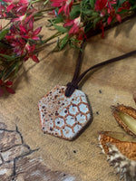 Shino Hexagon Print Speckled Stoneware Hexagon Pendant Necklace