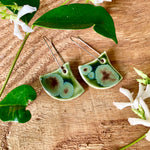 Olive Float Fan Shape Porcelain Dangle Earrings