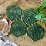 Olive Float Porcelain Hexagon Coasters
