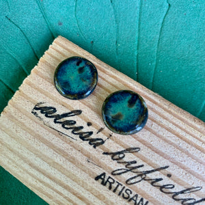 Round Coloured Stoneware Stud Earrings