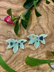 Aurora Green Maple Leaf Porcelain Dangle Earrings