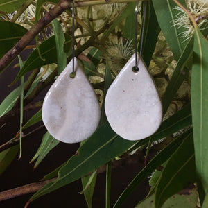 Stoneware & porcelain marbled and clear gloss glazed Tear Drop Shape Stoneware Dangle Earrings