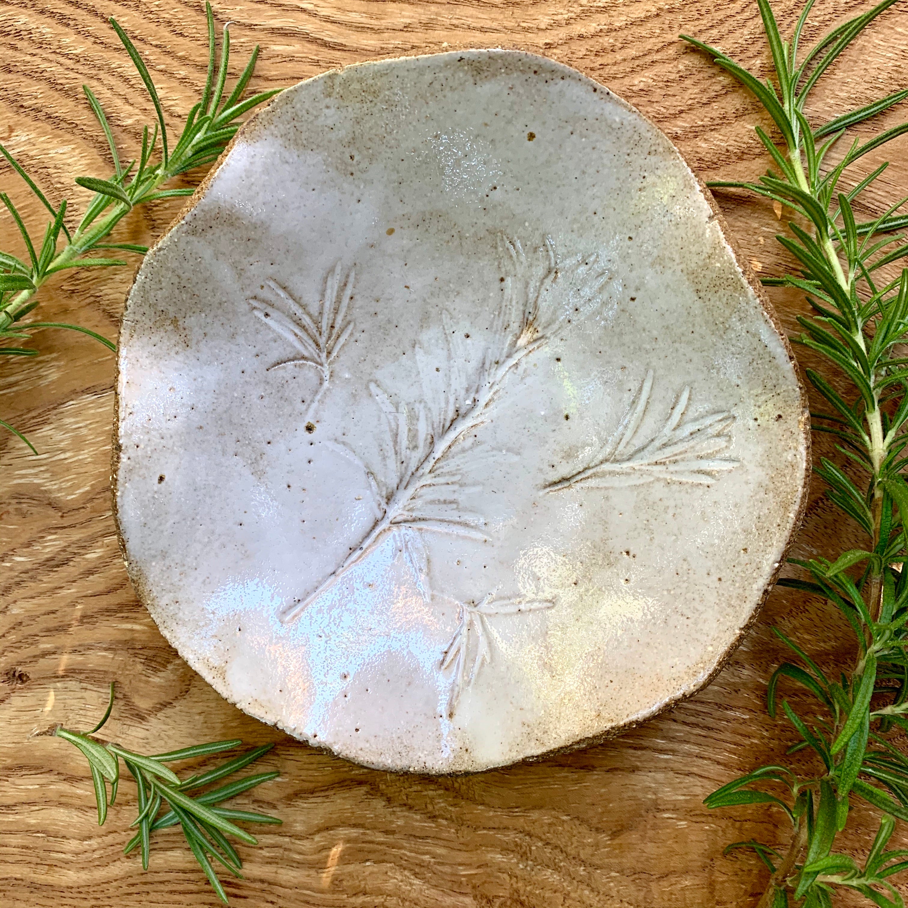White Rosemary Leaf Bowl