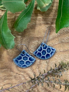 Downpour Hexagon Fan Shape Stoneware Dangle Earrings