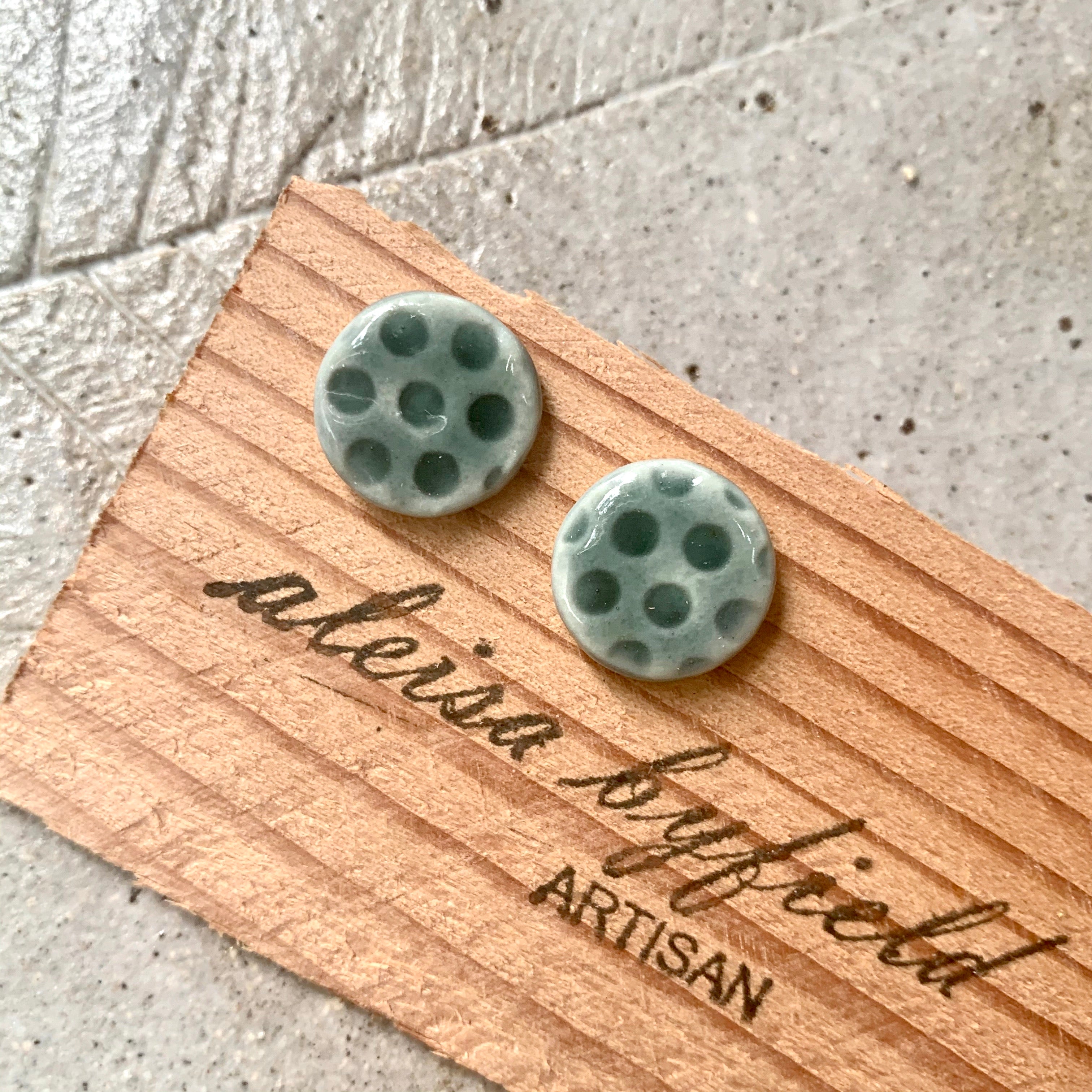 Round Tiny Spotty Coloured Porcelain Stud Earrings