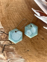 Hexagon Coloured Stoneware Dangle Earrings