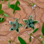 Olive Float Jasmine Flower Porcelain Dangle Earrings