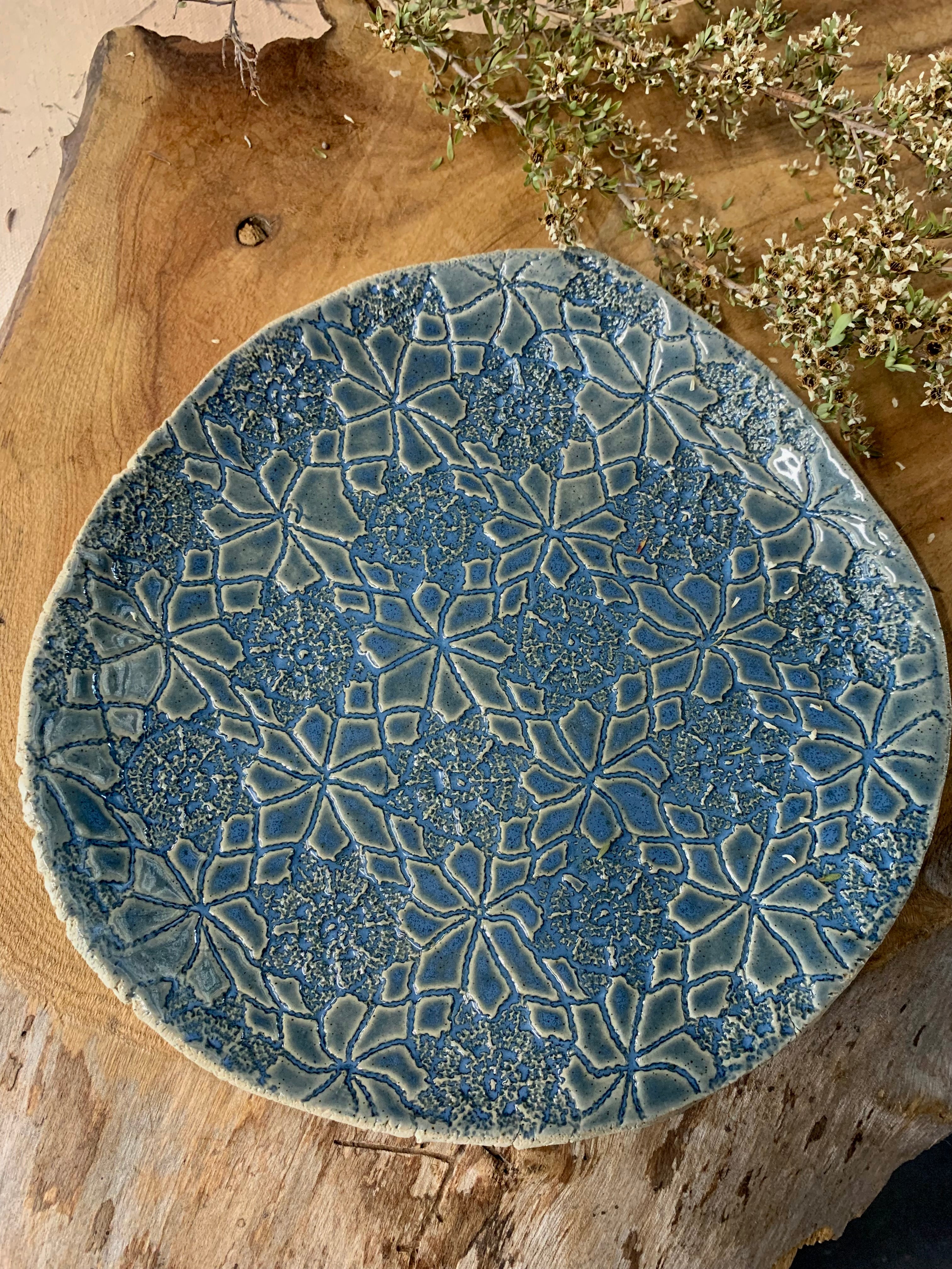Blue Opal Lace Print Bowl