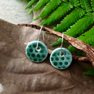 Ming Tiny Spotty Round Porcelain Dangle Earrings