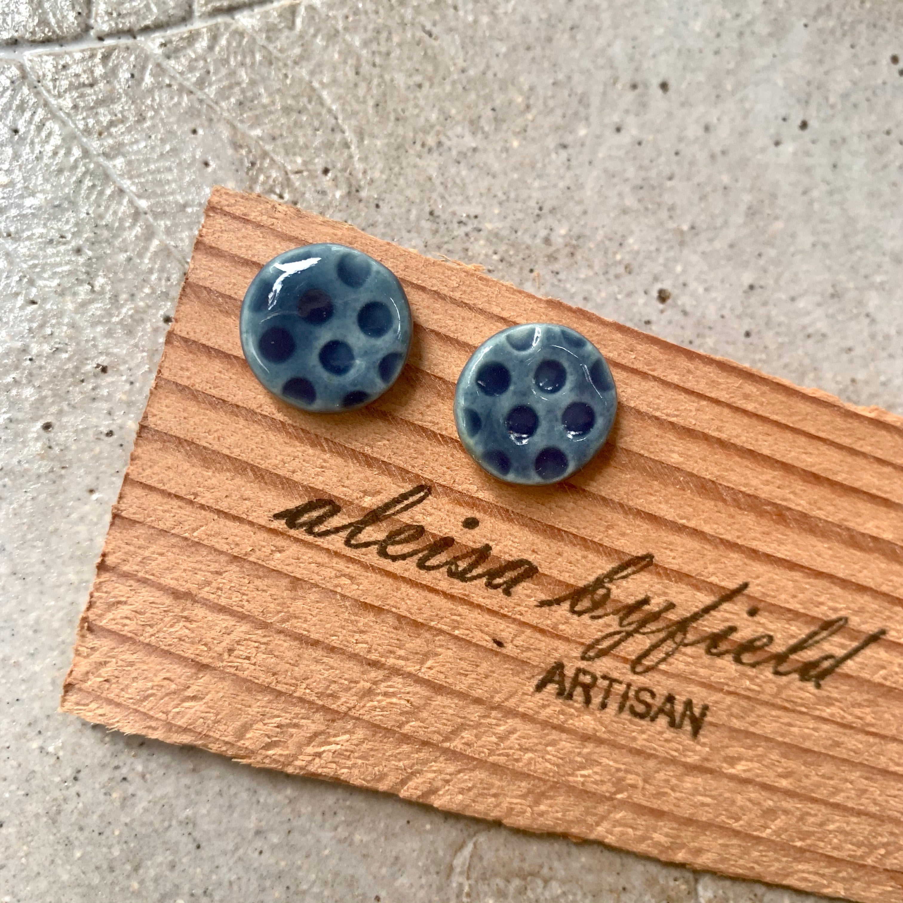 Round Tiny Spotty Coloured Porcelain Stud Earrings