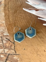 Hexagon Coloured Stoneware Dangle Earrings