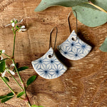 Cubic Fan Shape Porcelain Dangle Earrings