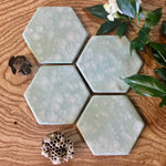Celadon Bloom Porcelain Hexagon Coasters
