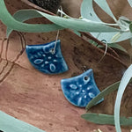 Deep Sea Starry Night Fan Shape Porcelain Dangle Earrings